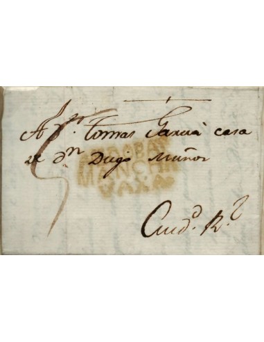 FA0809F. PREFILATELIA. 1817, 31 de enero. Sobrescrito circulado de Almodovar del Campo a Ciudad Real