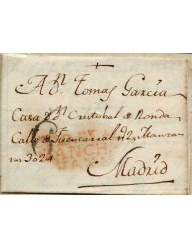 FA0809H. PREFILATELIA. 1817, 2 de junio. Sobrescrito circulado de Ciudad Real a Madrid