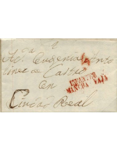 FA0810B. PREFILATELIA. 1824, 3 de septiembre. Sobrescrito circulado de Infantes a Ciudad Real