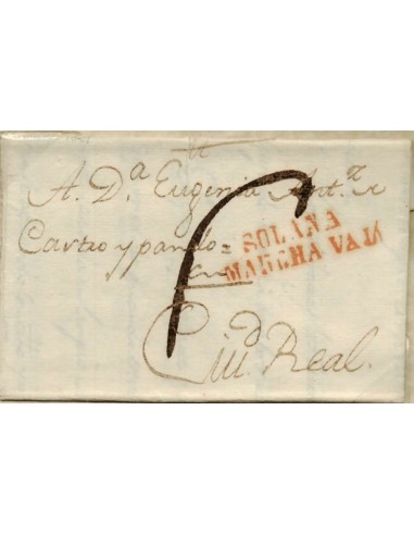 FA0810I. PREFILATELIA. 1829, 1 de mayo. Sobrescrito circulado de La Solana a Ciudad Real