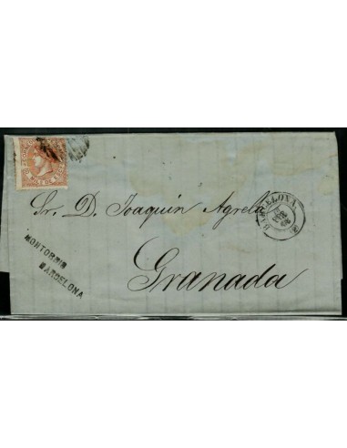 FA1491A. HISTORIA POSTAL. 1868, 18 de febrero. Barcelona a Granada