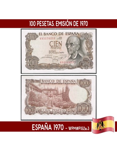 España 1970, 100 pts. Emisión 1970 (UNC)