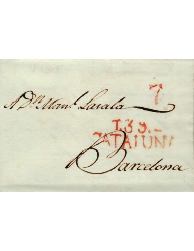 FA0821C. PREFILATELIA. (1818-42). Sobrescrito circulado de Tarragona a Barcelona
