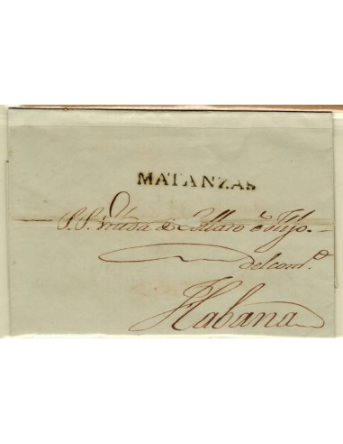 FA1352A. PREFILATELIA. (1828-42ca). Sobrescrito circulado entre Matanzas y La Habana