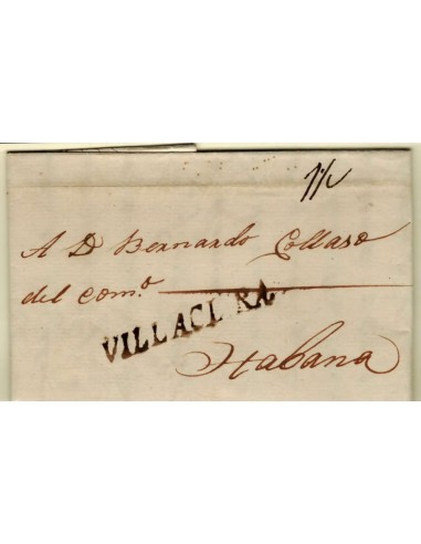 FA1352B. PREFILATELIA. (1822-41ca). Sobrescrito circulado de Villaclara a La Habana