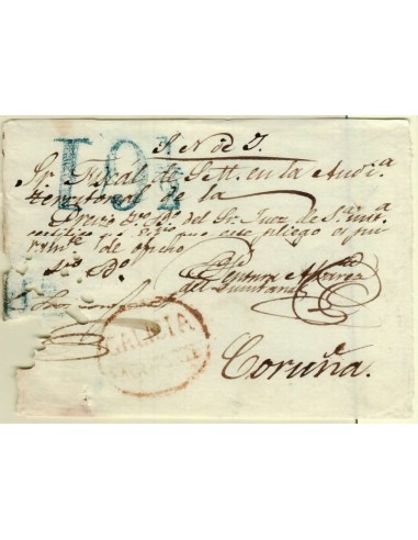 FA1354C. PREFILATELIA. (1814-42ca). Plica judicial remitida de Monforte a Coruña