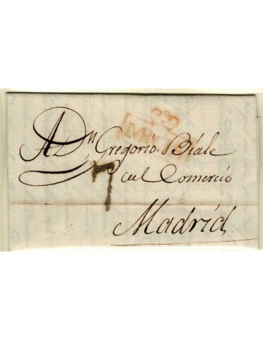FA1353. PREFILATELIA. (1816-37ca). Sobrescrito circulado de Murcia a Madrid