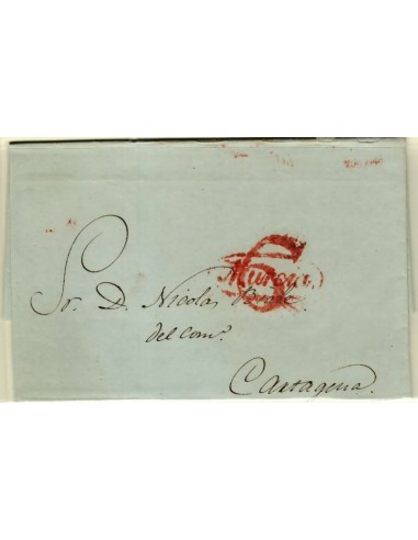 FA1353A. PREFILATELIA. (1839-42ca). Sobrescrito circulado de Murcia a Cartagena