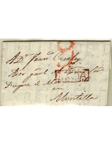 FA1353F. PREFILATELIA. (1799-1824ca). Sobrescrito circulado de Orihuela a Montilla