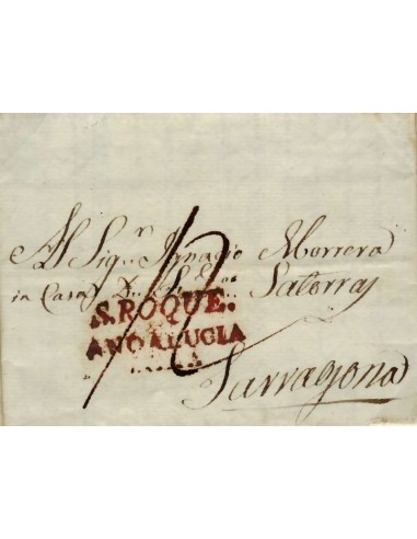 FA0813N. PREFILATELIA. 1807, 27 de junio. Sobrescrito circulado de San Roque a Tarragona