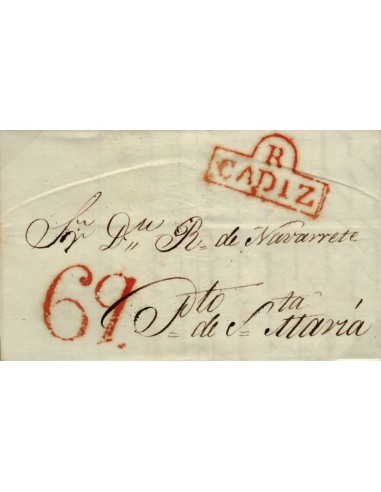 FA0815I. PREFILATELIA. 1830, 11 de junio. Sobrescrito circulado de Puerto Real a Puerto de Santa María