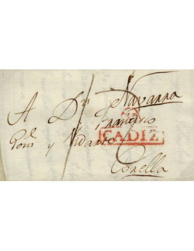 FA0815J. PREFILATELIA. 1805, 23 de noviembre. Sobrescrito circulado de San Fernando a Corella