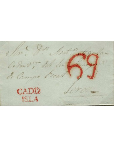 FA0815L. PREFILATELIA. 1840, 14 de diciembre. Sobrescrito circulado de San fernando a Jerez de la Frontera