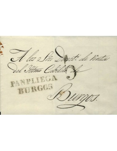 FA0824. PREFILATELIA. (1826-38). Sobrescrito circulado de Pampliega a Burgos
