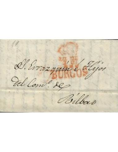 FA0824F. PREFILATELIA. (1832-36). Sobrescrito circulado de Burgos a Bilbao