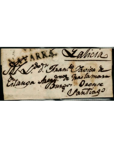 FA0822C. PREFILATELIA. (1806-43). Sobrescrito circulado de Viana a Santiago de Compostela