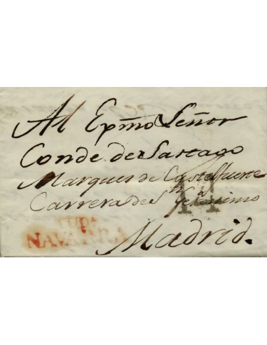 FA0822F. PREFILATELIA. (1819-40). Sobrescrito circulado de Tudela a Madrid