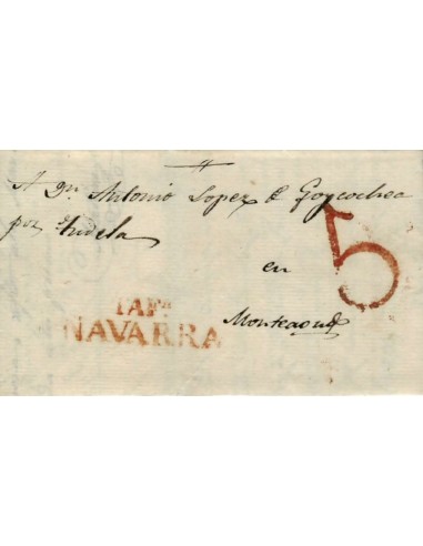 FA0822L. PREFILATELIA. (1819-40). Sobrescrito circulado de Tafalla a Monteagudo