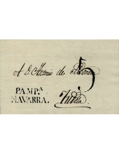 FA0823A. PREFILATELIA. (1824-25). Sobrescrito circulado de Pamplona a Tudela