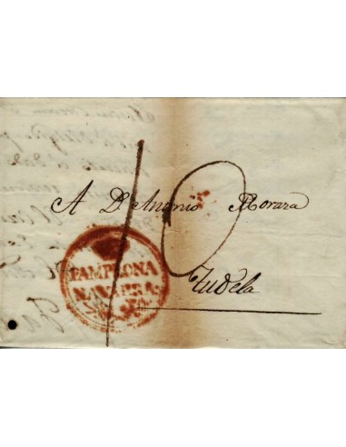 FA0823H. PREFILATELIA. (1825-26). Sobrescrito circulado de Pamplona a Tudela