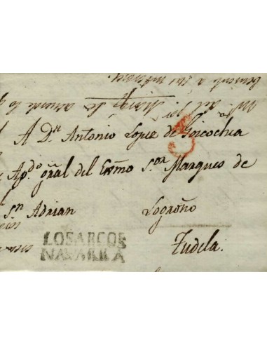 FA0823L. PREFILATELIA. (1802-35). Sobrescrito circulado de Los Arcos a Tudela