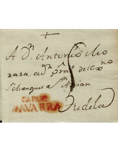 FA0823M. PREFILATELIA. (1819-43). Sobrescrito circulado de Caparroso a Tudela