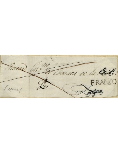 FA0935A. PREFILATELIA. (1810ca). Fragmento de sobrescrito circulada de Teruel a Zaragoza