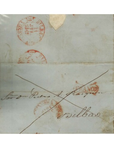 FA0951B. PREFILATELIA. 1849, mes de julio. Sobrescrito circulado de San Sebastián a Bilbao