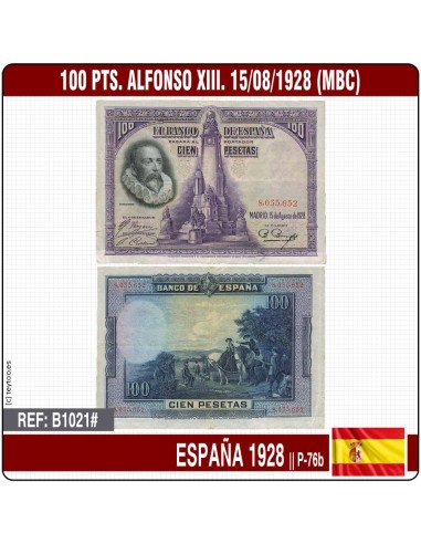 España 1928, 100 pts. Miguel de Cervantes (VF)