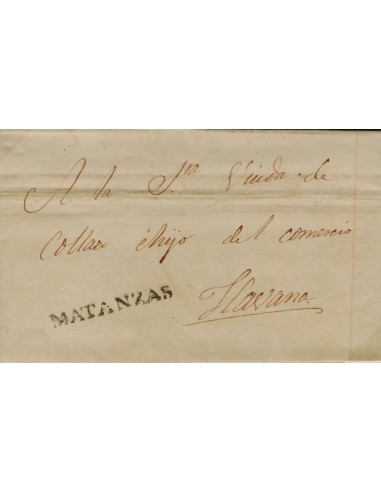 FA0818C. PREFILATELIA. 1838, 1 de junio. Sobrescrito circulado de Matanzas a La Habana