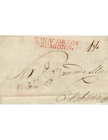 FA0818F. PREFILATELIA. 1832, 19 de febrero. Sobrescrito circulado de San Juan de los Remedios a La Habana