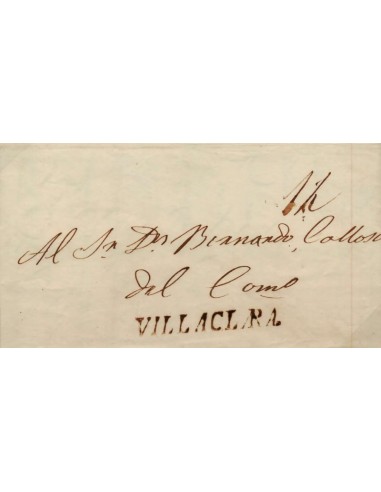FA0818H. PREFILATELIA. 1830, 30 de julio. Sobrescrito circulado de Villaclara