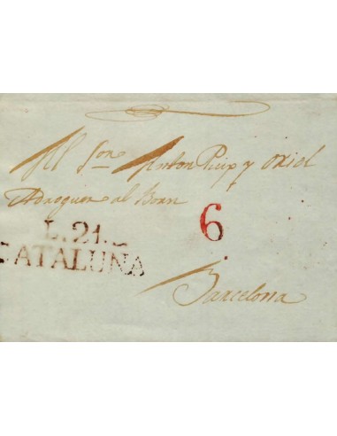 FA0820D. PREFILATELIA. (1827-44). Sobrescrito circulado de La Bisbal a Barcelona