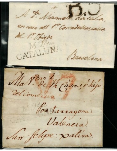 FA0820F. PREFILATELIA.(1802-23). Conjunto de 2 sobrescritos con origen en Manresa