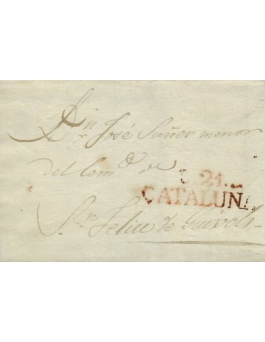 FA0820G. PREFILATELIA. (1827-44). Sobrescrito circulado de La Bisbal a San Feliu de Guixols