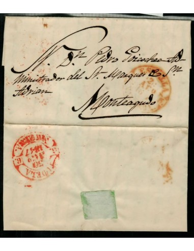 FA1774B. PREFILATELIA. 1847, 28 de agosto. Sobrescrito circulado de Estella a Monteagudo