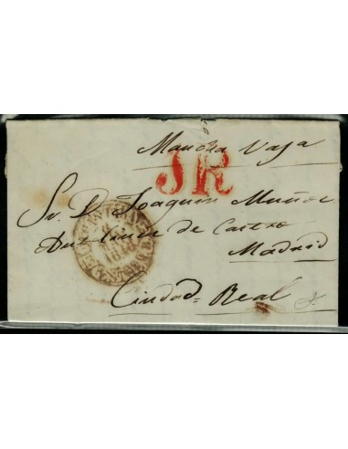 FA1774C. PREFILATELIA. 1845, 8 de mayo. Sobrescrito circulado de Alcantara a Ciudad Real