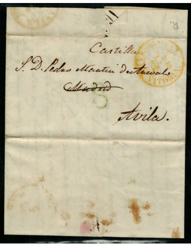FA1776B. PREFILATELIA. 1845, 2 de agosto. Sobrescrito circulado de Vergara a Ávila