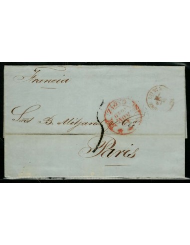 FA1783D. PREFILATELIA. 1849, 1 de noviembre. Sobrescrito circulado de Cádiz a Paris (Francia)