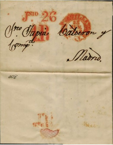 FA1788A. PREFILATELIA. 1848, 25 de junio. Sobrescrito circulado de Sevilla a Madrid