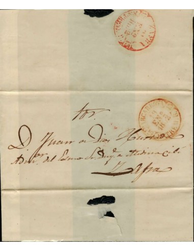 FA1792B. PREFILATELIA. 1852, 19 de enero. Sobrescrito circulado de Barcarrota a Zafra