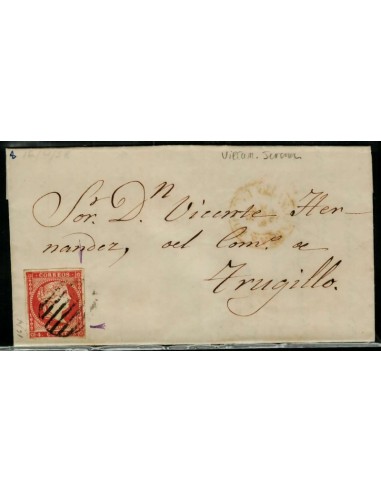 FA1501D. HISTORIA POSTAL. Emisión de 1855-59. Villanueva de la Serena a Trujillo