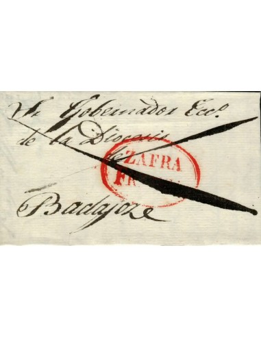 FA1005C. PREFILATELIA. 1840, 1 de noviembre. Sobrescrito circulado de Jerez de los Caballeros a Badajoz, RR