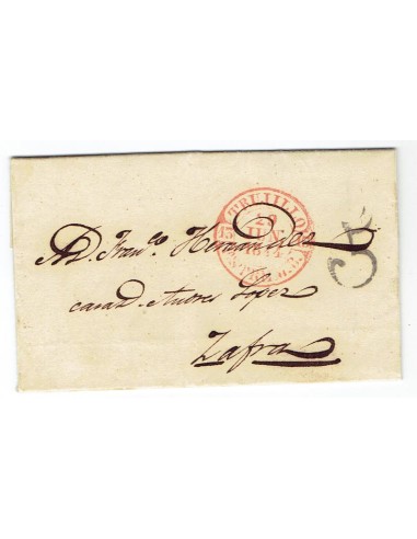 FA1805. PREFILATELIA. 1844, 29 de junio. Sobrescrito circulado de Trujillo a Zafra