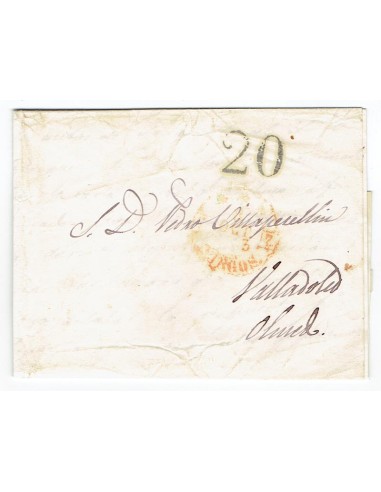 FA1835. PREFILATELIA. 1853, 8 de octubre. Sobrescrito circulado de Burgos a Olmedo