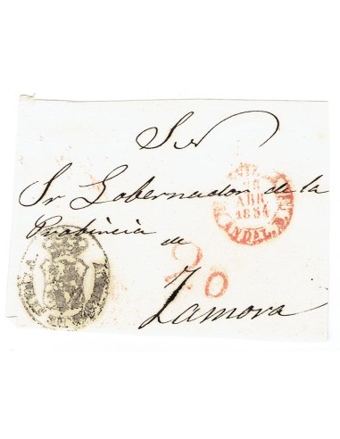 FA1835C. PREFILATELIA. 1854, mes de abril. Cubierta de sobrescrito circulada de Sevilla a Zamora