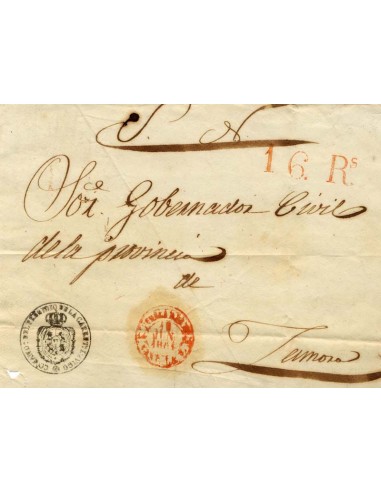 FA1907. PREFILATELIA. 1854, 10 de junio. Envuelta de sobrescrito circulada de Puebla de Sanabria a Zamora