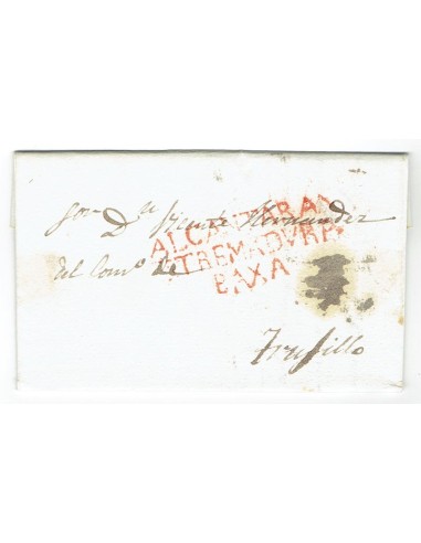 FA1159-2. PREFILATELIA. 1839, 5 de abril. Sobrescrito circulado de Alcántara a Trujillo