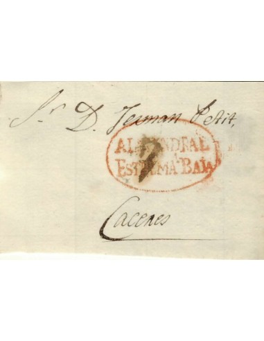 FA1159-5. PREFILATELIA. 1838, 22 de julio. Sobrescrito circulado de Villafranca de los Barros a Cáceres