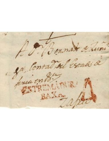 FA1159-8. PREFILATELIA. 1789, 27 de octubre. Sobrescrito circulado de Badajoz a Zafra